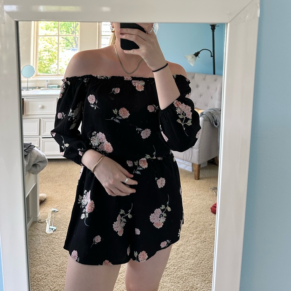 Black Floral Romper